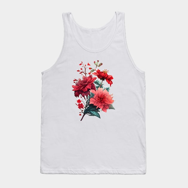 Red Flowers Tank Top by Mixtgifts